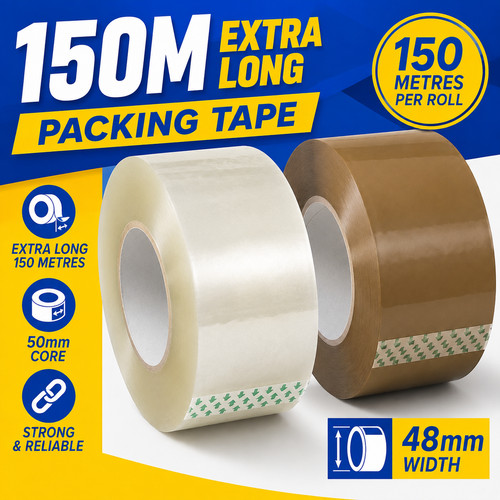 150m clear brown tape - clear, 48mm